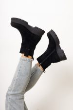 Botki zamsz gruba podeszwa – Czarny, 40