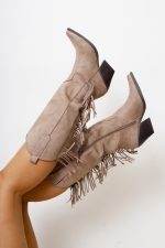 Buty kowbojki frędzle – Beż, 36