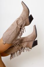 Buty kowbojki frędzle – Beż, 36