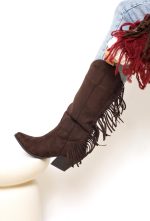Buty kowbojki frędzle – Czekolada, 38