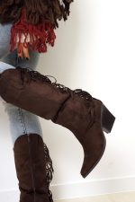 Buty kowbojki frędzle – Czekolada, 40