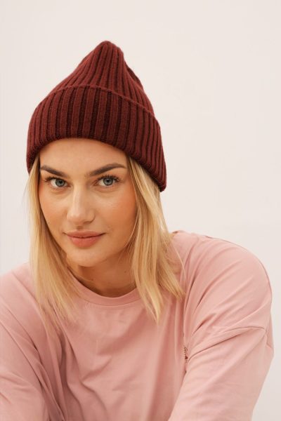 Czapka prążek – Bordo, UNI