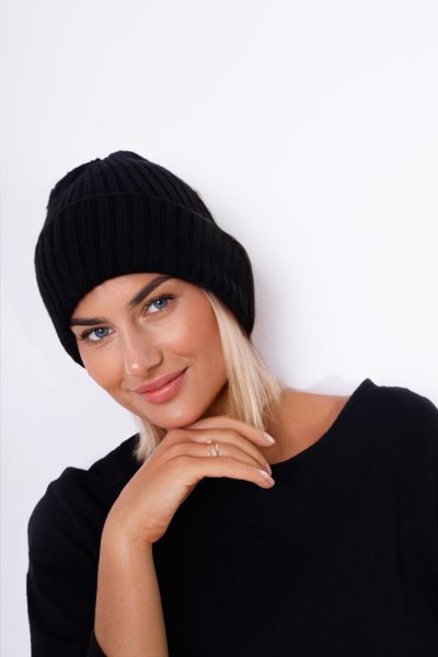 Czapka prążek – Czarny, UNI