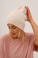 Czapka prążek – Jasny beż, UNI