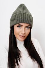 Czapka prążek – Oliwka, UNI