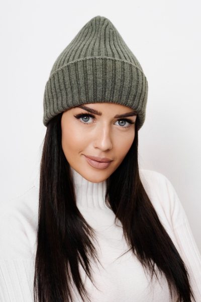 Czapka prążek – Oliwka, UNI