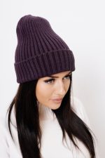 Czapka prążek – Śliwka, UNI