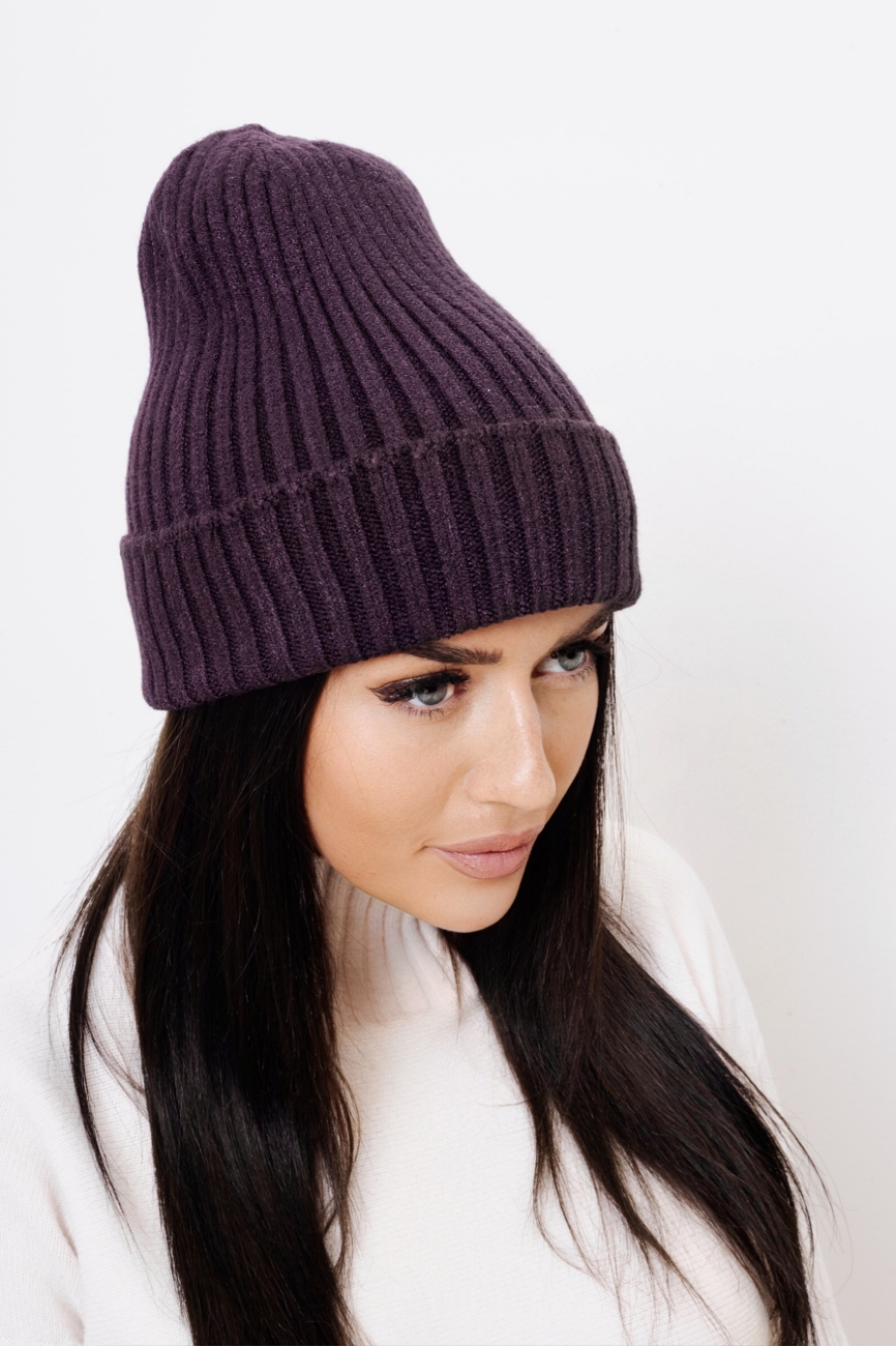 Czapka prążek – Śliwka, UNI