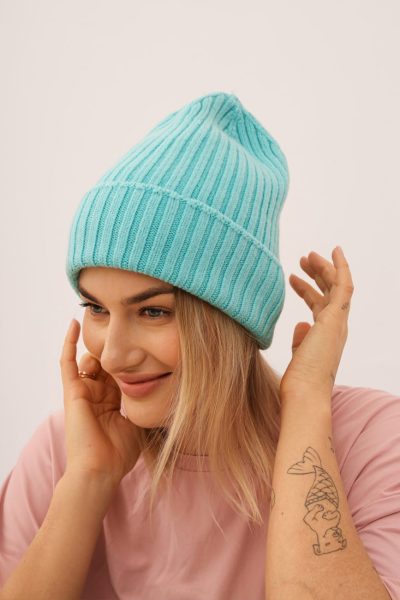 Czapka prążek – Turkus, UNI