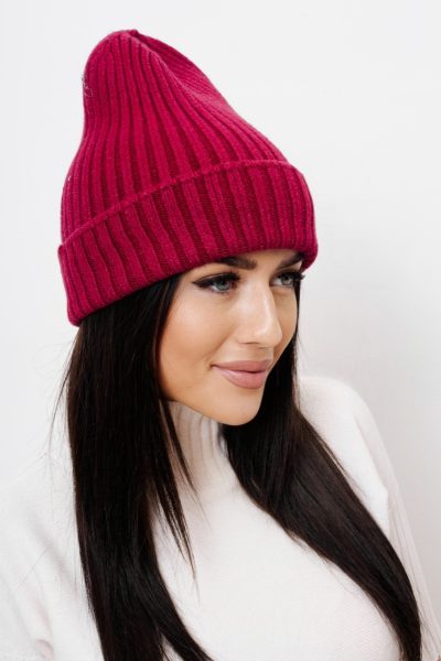 Czapka prążek – Wino, UNI