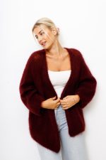 Kardigan krótki Kid moher – Bordo, UNI