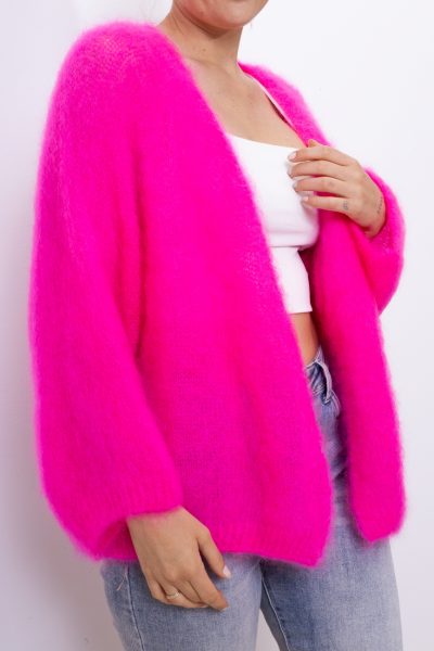 Kardigan krótki Kid moher – Róż neon, UNI