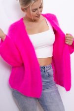 Kardigan krótki Kid moher – Róż neon, UNI