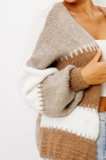 Kardigan krótki pasy – Beż, UNI