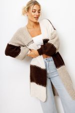 Kardigan kwadraty – Beż, UNI