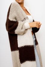 Kardigan kwadraty – Beż, UNI