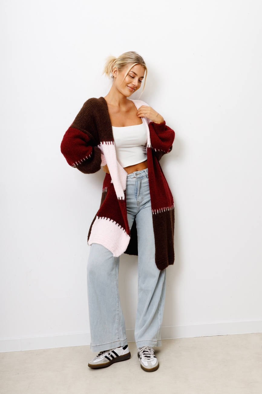 Kardigan kwadraty – Bordo, UNI