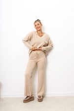 Komplet dzianinka serek kieszonka – Beż, UNI