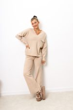 Komplet dzianinka serek kieszonka – Beż, UNI