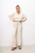 Komplet dzianinka serek kieszonka – Ecru, UNI