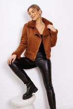 Kożuszek krótki bok zamek – S, Camelowy