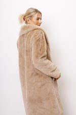 Płaszcz futro długie kołnierz – Beż, UNI