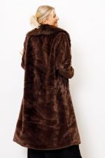 Płaszcz futro długie kołnierz – Czekolada, UNI