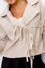 Płaszcz krótki frędzelki – Beż, UNI