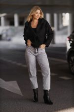 Płaszcz krótki frędzelki – Czarny, UNI