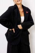 Płaszcz krótki prążek – Czarny, UNI