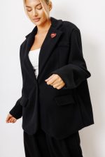 Płaszcz krótki prążek – Czarny, UNI