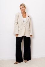 Płaszcz krótki prążek – Ecru, UNI