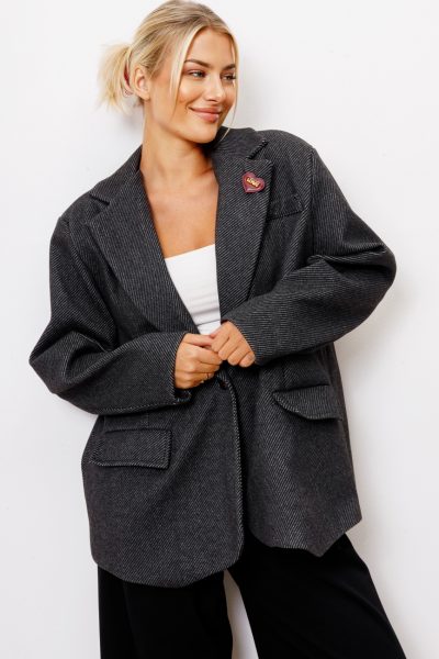 Płaszcz krótki prążek – Grafit, UNI