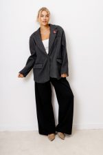 Płaszcz krótki prążek – Grafit, UNI