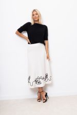 Spódnica prążek dół liście – Ecru, UNI