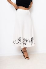 Spódnica prążek dół liście – Ecru, UNI