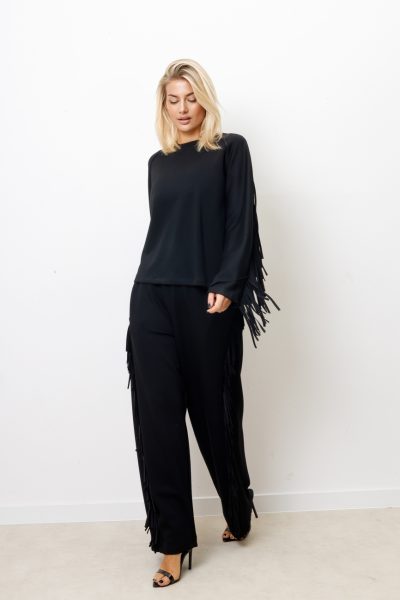 Spodnie frędzle – Czarny, UNI