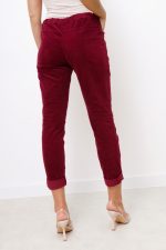 Spodnie sztruks kieszeń guziki – Bordo, UNI