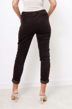 Spodnie sztruks kieszeń guziki – Czekolada, UNI