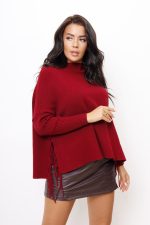 Sweter bok frędzle – Bordo, UNI