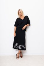 Sweter dekolt V ściągacz – Czarny, UNI