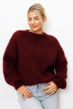 Sweter kid moher długi rękaw – Bordo, UNI
