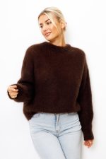 Sweter kid moher długi rękaw – Czekolada, UNI
