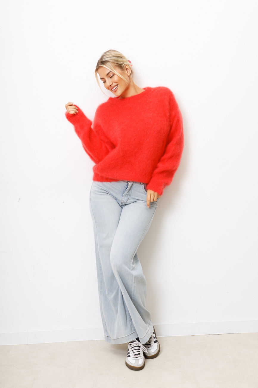 Sweter kid moher długi rękaw – Koral, UNI