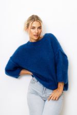 Sweter kid moher rękaw przeszycie – Granat, UNI