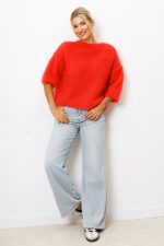 Sweter kid moher rękaw przeszycie – Koral, UNI