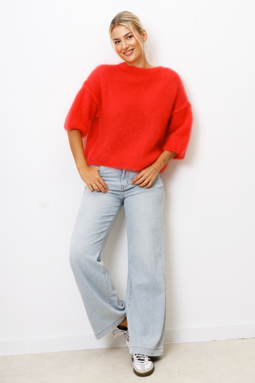 Sweter kid moher rękaw przeszycie – Koral, UNI