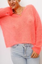 Sweter kid moher serek – Koral neon, UNI