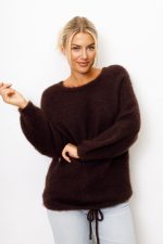 Sweter kid moher wiązany dół – Czekolada, UNI