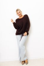 Sweter kid moher wiązany dół – Czekolada, UNI